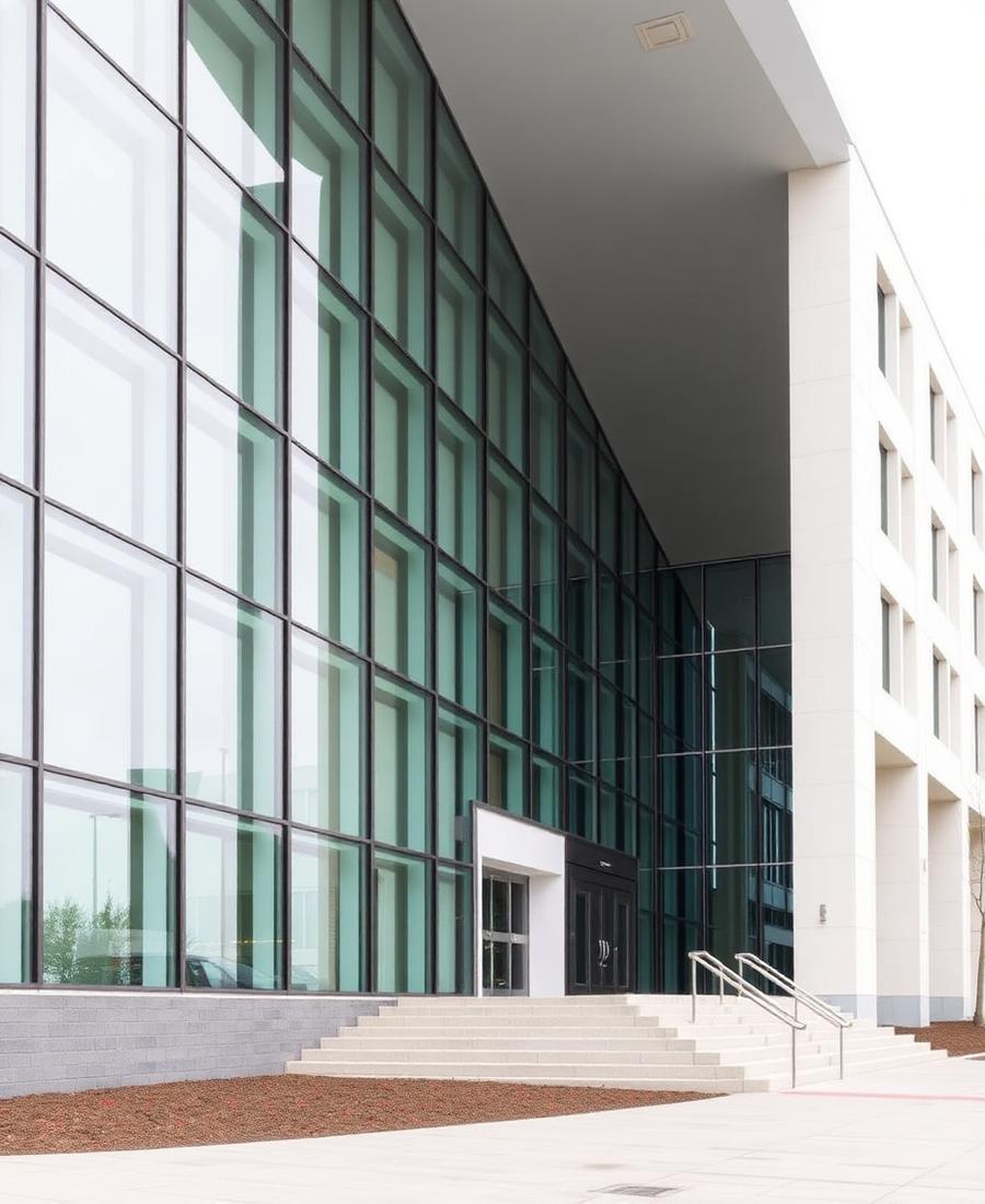 Modern healthcare building entrance